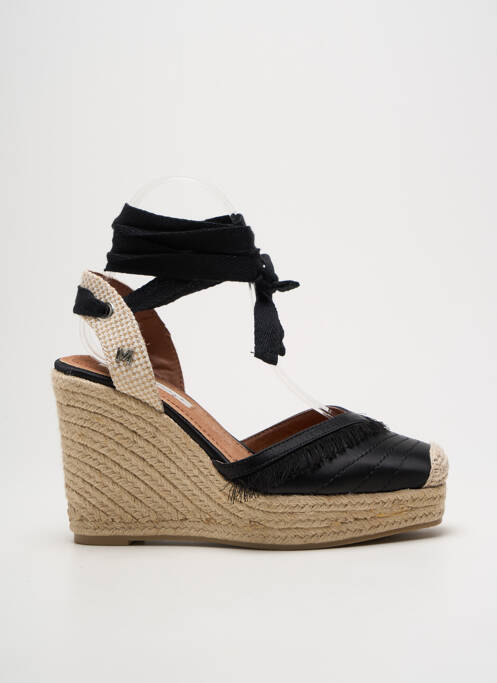 Espadrilles tissage satiné talon haut de 10cm et plus noir MARIAMARE femme