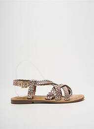 Sandales/nu pieds chiquet talon plat jusqu'à 3cm or CARMELA femme
