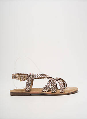 Sandales/nu pieds chiquet talon plat jusqu'à 3cm or CARMELA femme