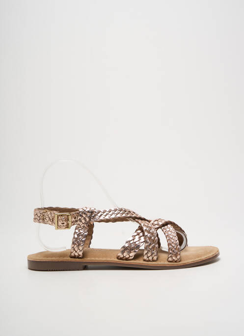 Sandales/nu pieds chiquet talon plat jusqu'à 3cm or CARMELA femme