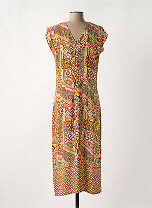 Robe longue imprimé fantaisie manches courtes orange MERI & ESCA femme