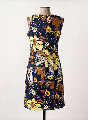 Robe mi-longue imprimé fleurs sans manche bleu GUY DUBOUIS femme