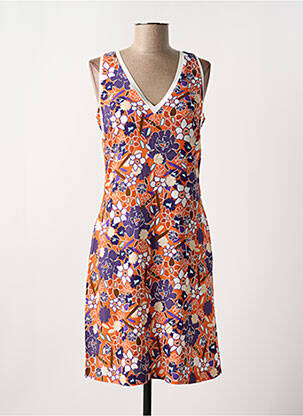 Robe mi-longue imprimé fleurs sans manche orange MERI & ESCA femme