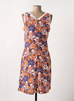Robe mi-longue imprimé fleurs sans manche orange MERI & ESCA femme