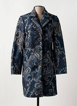 Manteau long coupe cintrée sans capuche bleu GUY DUBOUIS femme