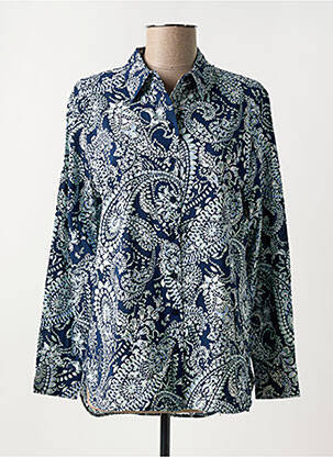 Chemisier imprimé fantaisie manches longues bleu OLSEN femme