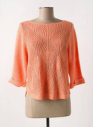 Pull coupe cintrée manches 3/4 orange MARBLE femme