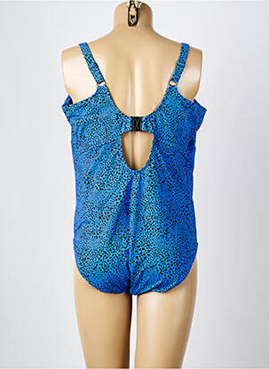 Maillot de bain 1 pièce effet matière satinée haut soutien-gorge balconnet bleu ELOMI femme