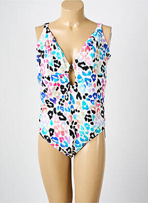 Maillot de bain 1 pièce effet matière satinée haut soutien-gorge balconnet beige ELOMI femme