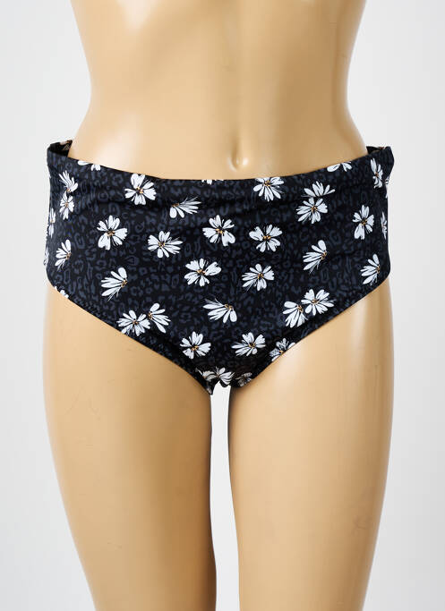 Bas de maillot de bain imprimé fleurs culotte noir ELOMI femme