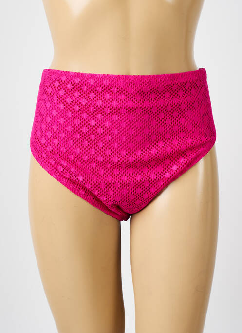 Bas de maillot de bain effet matière satinée culotte rose ELOMI femme