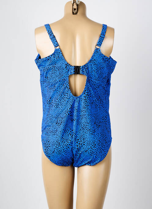 Maillot de bain 1 pièce effet matière satinée haut soutien-gorge balconnet bleu ELOMI femme
