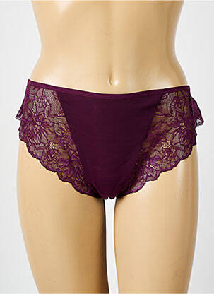 Tanga effet matière satinée violet ELOMI femme