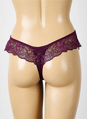 Tanga effet matière satinée violet ELOMI femme