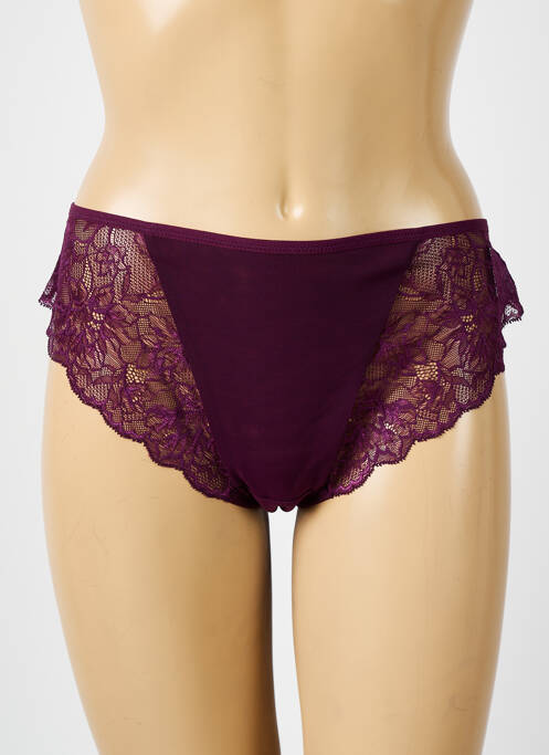 Tanga effet matière satinée violet ELOMI femme