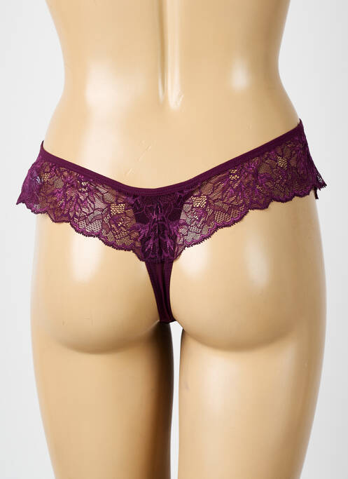 Tanga effet matière satinée violet ELOMI femme