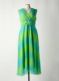 Robe longue imprimé fantaisie fines bretelles vert GREGORY PAT femme