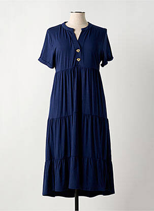 Robe longue manches courtes manches courtes bleu MARBLE femme