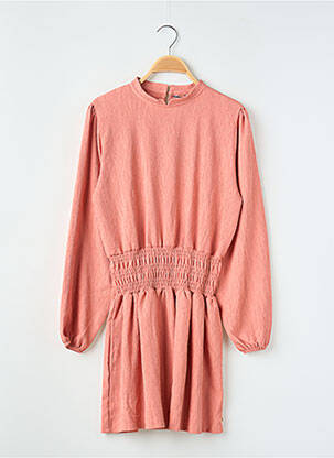 Robe mi-longue col rond manches longues rose LEVV LABEL fille