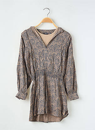 Robe mi-longue doublure manches longues marron LEVV LABEL fille