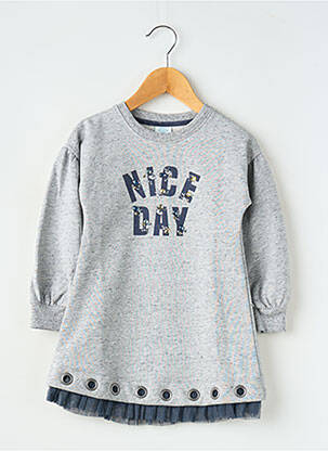 Robe mi-longue col rond manches longues bleu BOBOLI fille