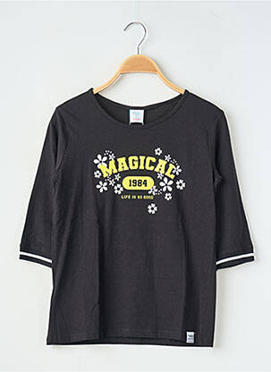 T-shirt stretch manches 3/4 noir BOBOLI fille