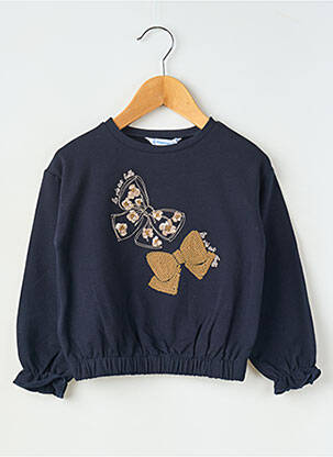Sweat-shirt broderie sequins manches longues bleu MAYORAL fille