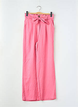 Pantalon droit tissage popeline taille haute rose C'EST BEAU LA VIE femme