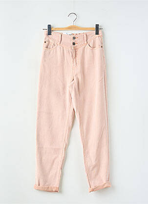 Jeans coupe droite taille haute taille haute rose C'EST BEAU LA VIE femme