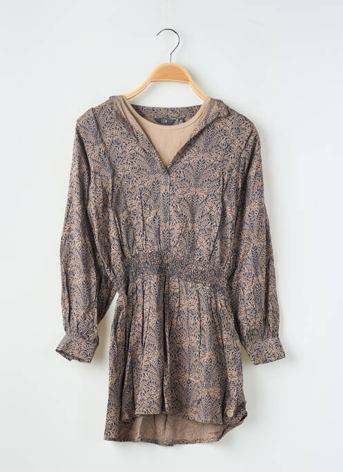 Robe mi-longue doublure manches longues marron LEVV LABEL fille