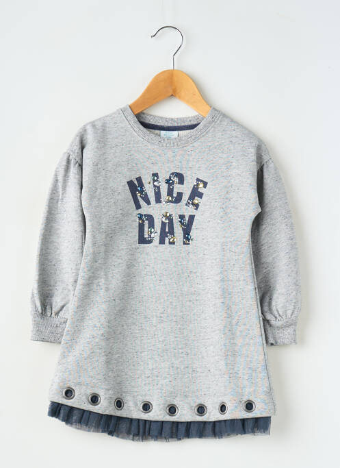 Robe mi-longue col rond manches longues bleu BOBOLI fille