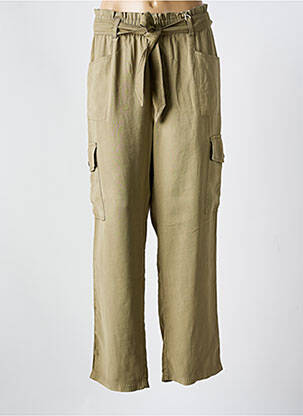 Pantalon droit tissage popeline taille normale vert GARCIA femme
