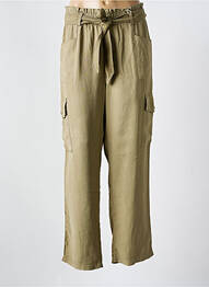 Pantalon droit tissage popeline taille normale vert GARCIA femme