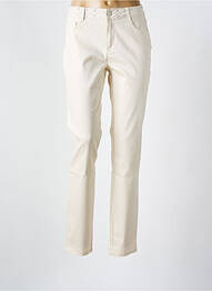 Pantalon slim tissage popeline taille normale beige MORGAN femme