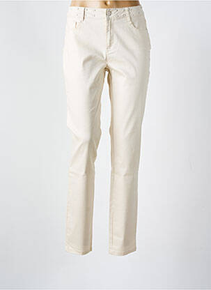 Pantalon slim tissage popeline taille normale beige MORGAN femme