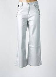 Pantalon large fermeture zippée sous rabat boutonné taille normale argent DENIM LIFE femme