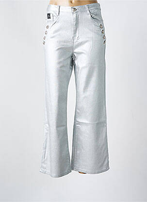Pantalon large fermeture zippée sous rabat boutonné taille normale argent DENIM LIFE femme
