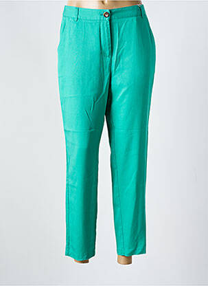 Pantalon droit tissage popeline taille normale vert C'EST BEAU LA VIE femme