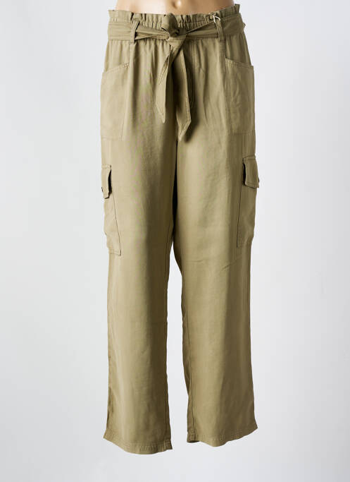 Pantalon droit tissage popeline taille normale vert GARCIA femme
