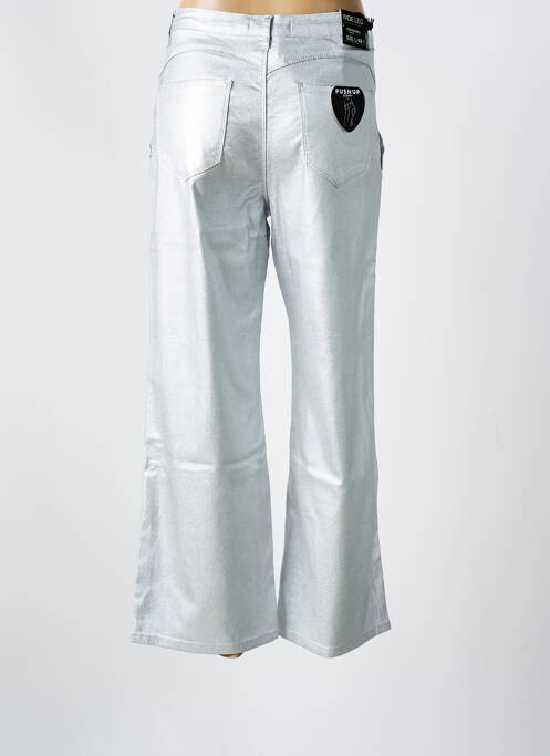 Pantalon large fermeture zippée sous rabat boutonné taille normale argent DENIM LIFE femme