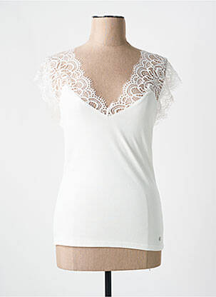 Top manches courtes manches courtes blanc DEELUXE femme