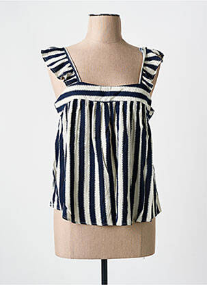 Top imprimé fantaisie fines bretelles bleu ICHI femme