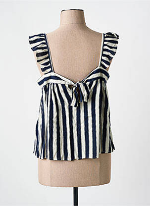 Top col carré fines bretelles bleu ICHI femme
