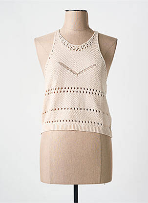 Top coupe cintrée sans manche beige TIFFOSI femme