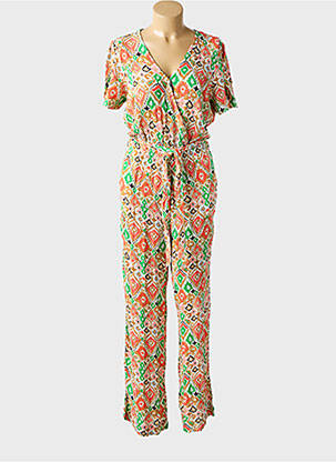 Combi-pantalon coupe fluide manches courtes vert GARCIA femme