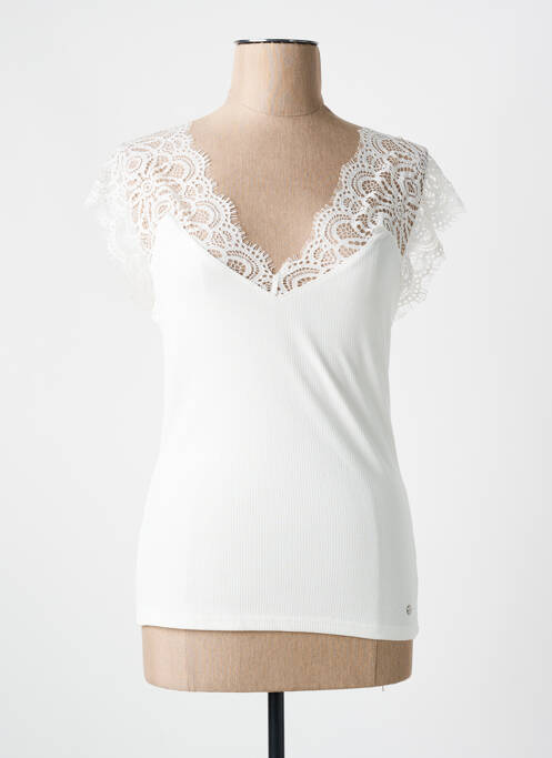 Top manches courtes manches courtes blanc DEELUXE femme