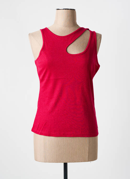 Top coupe cintrée sans manche rouge MORGAN femme