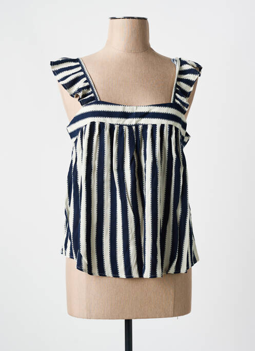 Top imprimé fantaisie fines bretelles bleu ICHI femme