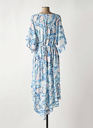 Robe mi-longue imprimé fleurs manches 3/4 bleu BROADWAY femme