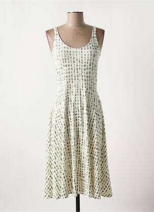 Robe mi-longue imprimé fantaisie fines bretelles beige BROADWAY femme